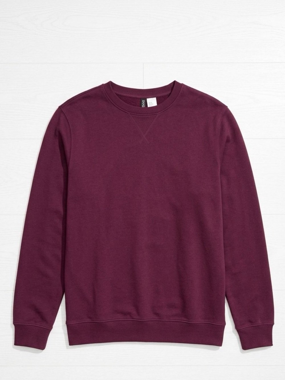 H&M Divided Plum Burgundy V-Stitch Crewneck Sweatshirt Medium